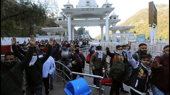 The J&K administration has also initiated <span class='webrupee'>?</span>9.89 crore skywalk project in the Bhawan area for better management of the pilgrimage and to ensure no stampede takes place again at Vaishno Devi shrine. (ANI File Photo)