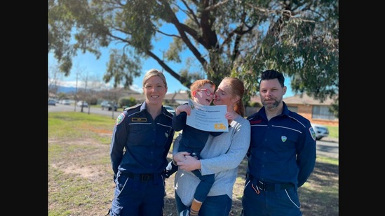 The image shows the brave four-year-old boy who called the emergency number to save his mom's life.(Facebook/@Ambulance Tasmania)
