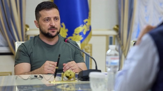 Russia-Ukraine War: Ukraine's President Volodymyr Zelensky attending a meeting.(AFP)