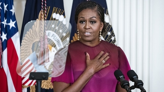 Michelle Obama In White House: Former US First Lady Michelle Obama speaks at the White House.(Bloomberg)