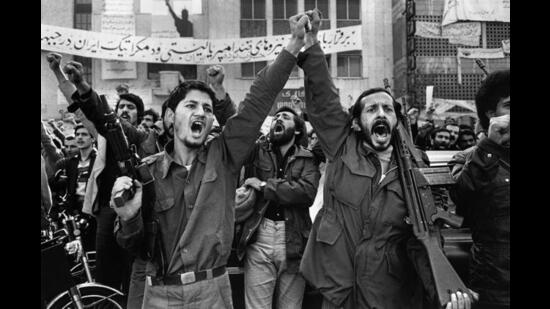 Scenes from 1970s Iran: A demonstration in front of the US Embassy in Tehran in 1979. (HT Photo) Scenes from 1970s Iran: A demonstration in front of the US Embassy in Tehran in 1979. (HT Photo)