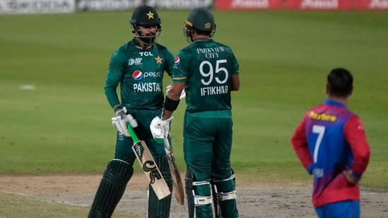 Pakistan registered a thrilling win over Afghanistan to storm into the final of Asia Cup 2022(AP)