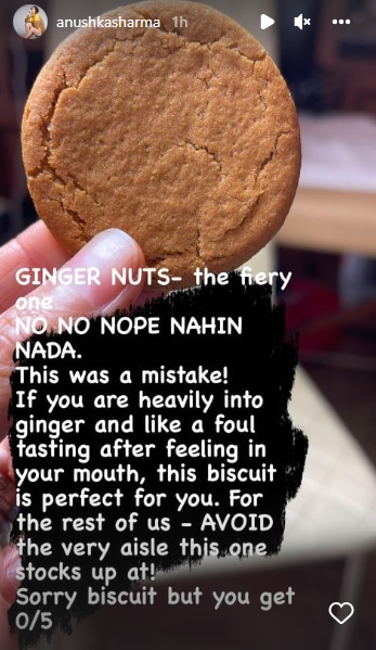 Biscuit review by Anushka Sharma.(Instagram/@anushkasharma)