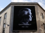 Queen Elizabeth II Passes Away: An image of late Britain Queen Elizabeth is displayed in a board in Cardiff, Britain.