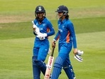 India's Smriti Mandhana (R) and Jemimah Rodrigues (L)