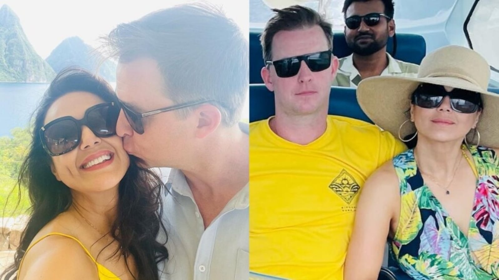 Preity Xxxx - Preity Zinta smiles as she gets a kiss from husband on Caribbean vacation |  Bollywood - Hindustan Times