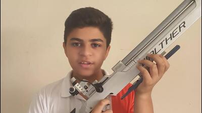 Chandigarh’s Antaz Singh Jattana wins gold in 10 m air rifle at the Chandigarh State Inter-School Shooting Championship . (HT Phptp)