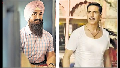 ‘Amid a series of flops — most recently, Laal Singh Chaddha and Raksha Bandhan (above) — a leading producer tells me that star prices have dropped by up to 35%,’ Chopra says. ‘Amid a series of flops — most recently, Laal Singh Chaddha and Raksha Bandhan (above) — a leading producer tells me that star prices have dropped by up to 35%,’ Chopra says.