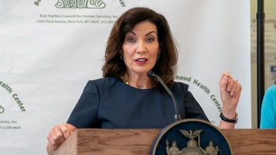 New York Alert On Polio: New York Governor Kathy Hochul during a press conference. (Reuters)