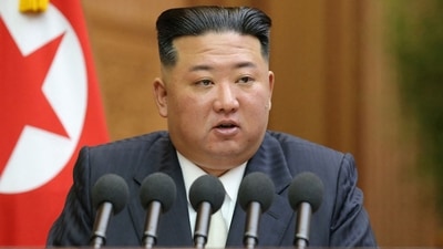 North Korea Covid Vaccination: North Korean leader Kim Jong Un delivering a speech. (AFP)
