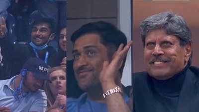MS Dhoni, Kapil Dev spotted in Arthur Ashe MS Dhoni, Kapil Dev spotted in Arthur Ashe