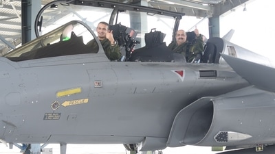 IAF chief VR Chaudhari undertakes sortie on Rafale aircraft along with his son (Twitter/@IAF_MCC)