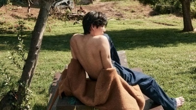 BTS' V posed shirtless in new pictures.