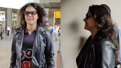 Kajol Devgan at Mumbai airport on Friday. Kajol Devgan at Mumbai airport on Friday.