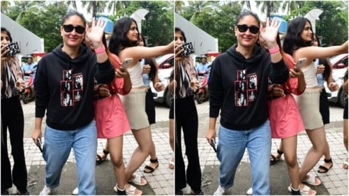 Kareena waved at the paparazzi. (HT Photo/Varinder Chawla)