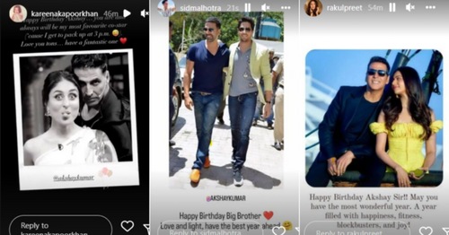 Kareena Kapoor, Sidharth Malhotra and Rakul Preet Singh wish Akshay Kumar.
