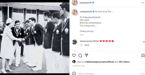 Mansoor Ali Khan Pataudi with late Queen Elizabeth II. Mansoor Ali Khan Pataudi with late Queen Elizabeth II. 