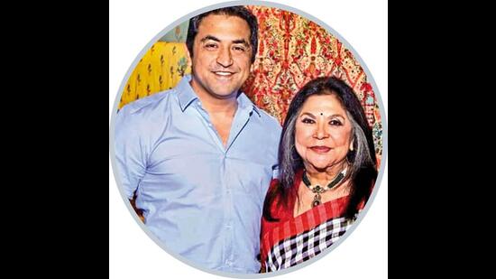 Amrish Kumar, seen here with his mother, designer Ritu Kumar inset Amrish Kumar, seen here with his mother, designer Ritu Kumar inset