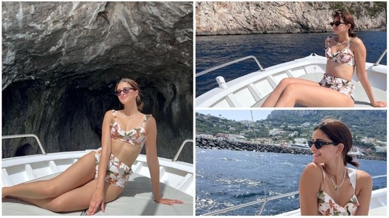 Ananya Panday, who was recently seen in Liger along with Vijay Devakonda, is currently in Capri, Italy, having a ball after spending months promoting the film and waiting for its release. She is pampering herself to the fullest by giving herself the best island vacation she deserves. Recently, she dropped some stunning photos of herself soaking in the sun in a floral bikini.(Instagram/@ananyapanday)