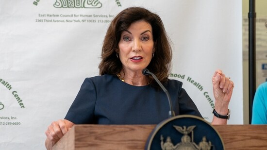 New York Alert On Polio: New York Governor Kathy Hochul during a press conference.(Reuters)