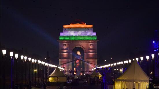 View of the newly christened Kartavya Path, a stretch from Rashtrapati Bhavan to India Gate, during its inauguration as part of revamped Central Vista Avenue in New Delhi. (PTI)