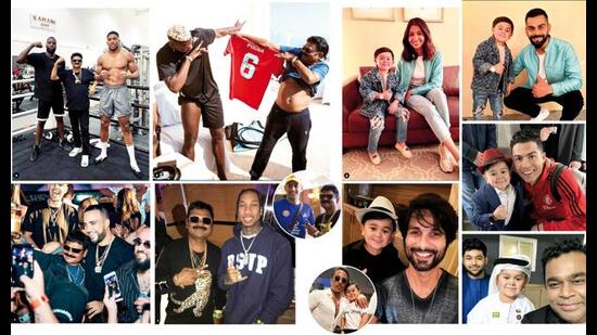 (Clockwise from top) JustSul with boxers Lawrence Okelie and Anthony Joshual; JustSul with footballer Paul Pogba; (top inset) JustSul with cricketer MS Dhoni; Abdu Rozik with actor Anushka Sharma; Abdu Rozik with cricketer Virat Kohli; Abdu Rozik with footballer Cristiano Ronaldo; Abdu Rozik with musician AR Rahman; Abdu Rozik with actor Shahid Kapoor; and (bottom inset) Abdu Rozik with Turkish restaurateur Salt Bae; JustSul with rapper Tyga; and JustSul with rapper French Montana (Clockwise from top) JustSul with boxers Lawrence Okelie and Anthony Joshual; JustSul with footballer Paul Pogba; (top inset) JustSul with cricketer MS Dhoni; Abdu Rozik with actor Anushka Sharma; Abdu Rozik with cricketer Virat Kohli; Abdu Rozik with footballer Cristiano Ronaldo; Abdu Rozik with musician AR Rahman; Abdu Rozik with actor Shahid Kapoor; and (bottom inset) Abdu Rozik with Turkish restaurateur Salt Bae; JustSul with rapper Tyga; and JustSul with rapper French Montana