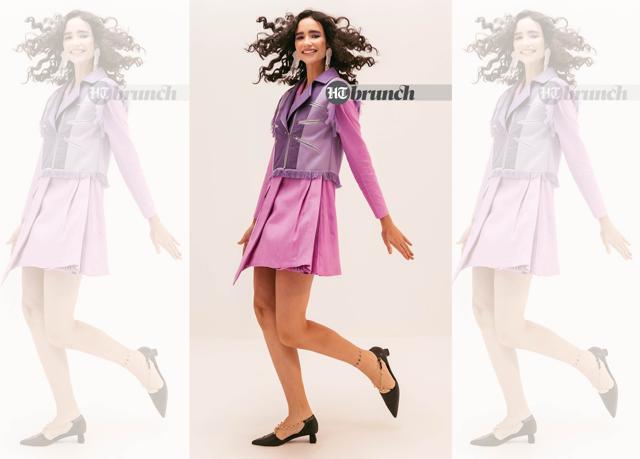 Tall, lean angular body types do justice to such a silhouette since it hangs from the shoulders; Cropped jacket by Mellow Drama; Dress by KH House of Khaddar; Bag and shoes by Charles & Keith; Earrings by Soulful by Percy Visaria (Vidushi Gupta)