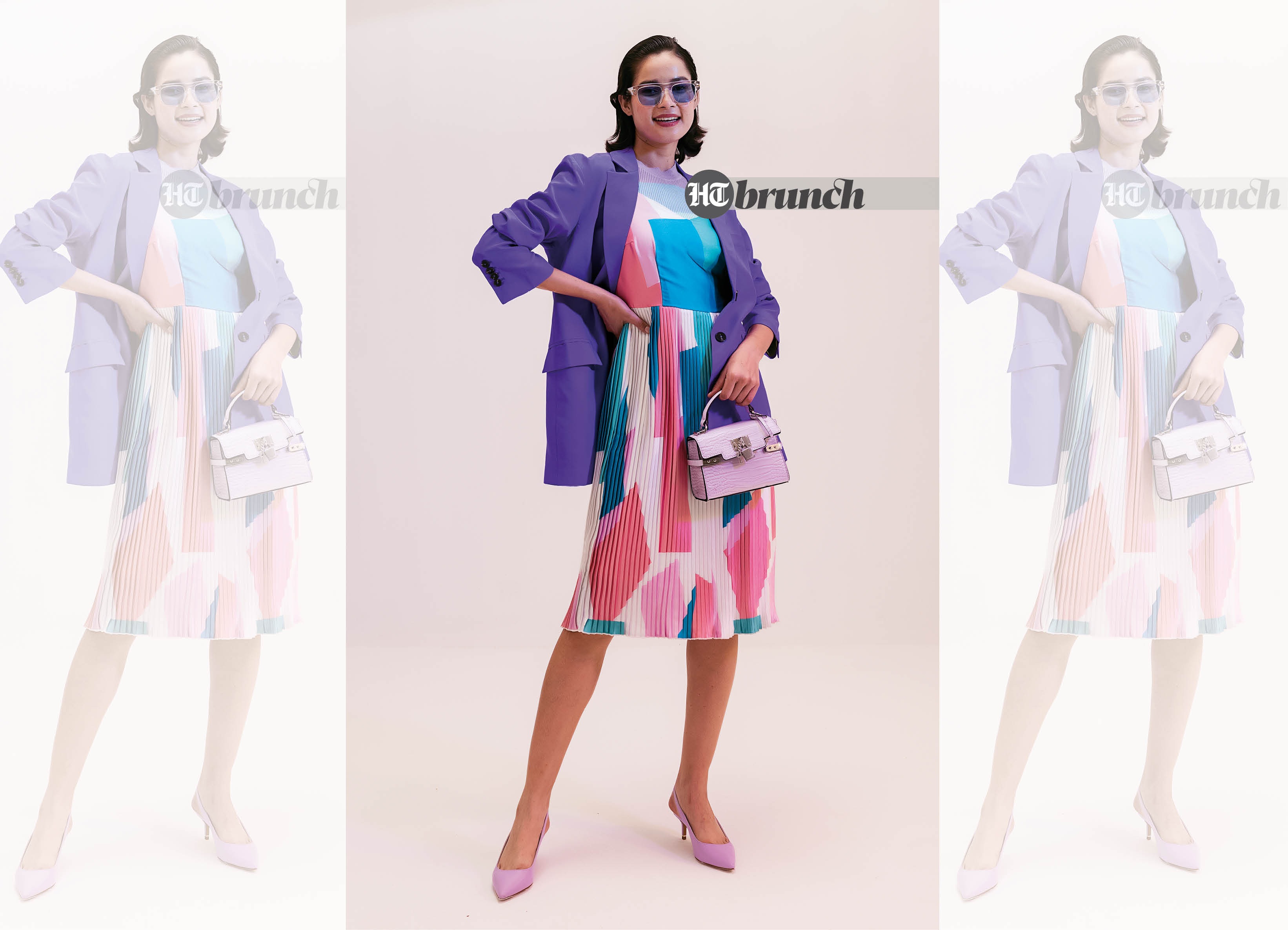 The colour pairs well with both subtly neutral accessories and neons and statement pieces; Jacket by Priyanca Khanna;Dress by Only; Bag and shoes by Aldo; Shades by Rosvin Bugs (Vidushi Gupta)