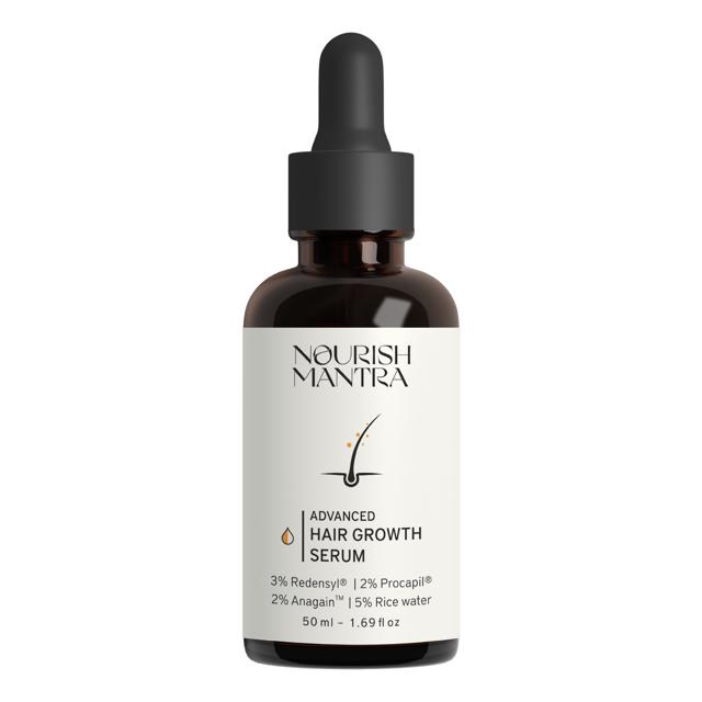 The Advanced Hair Growth Serum by Nourish Mantra is made with rice water, redensyl, procapil and anagain which encourages hair growth The Advanced Hair Growth Serum by Nourish Mantra is made with rice water, redensyl, procapil and anagain which encourages hair growth
