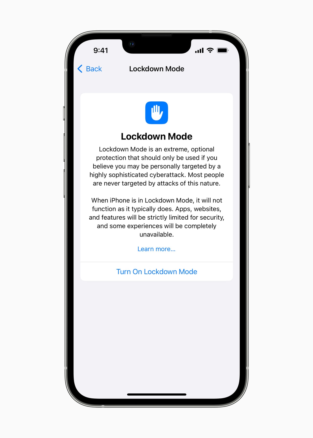 The lockdown will help protect iPhone from spyware attacks. (Apple) The lockdown will help protect iPhone from spyware attacks. (Apple)