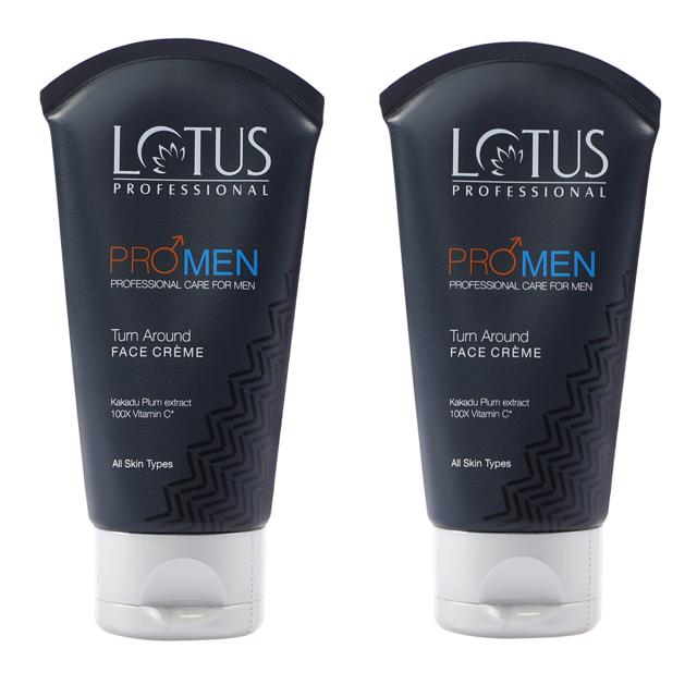 The turnaround face crème improves elasticity and firmness while the face wash removes dirt and clears blocked pores. Both by Lotus Professional Pro Men The turnaround face crème improves elasticity and firmness while the face wash removes dirt and clears blocked pores. Both by Lotus Professional Pro Men