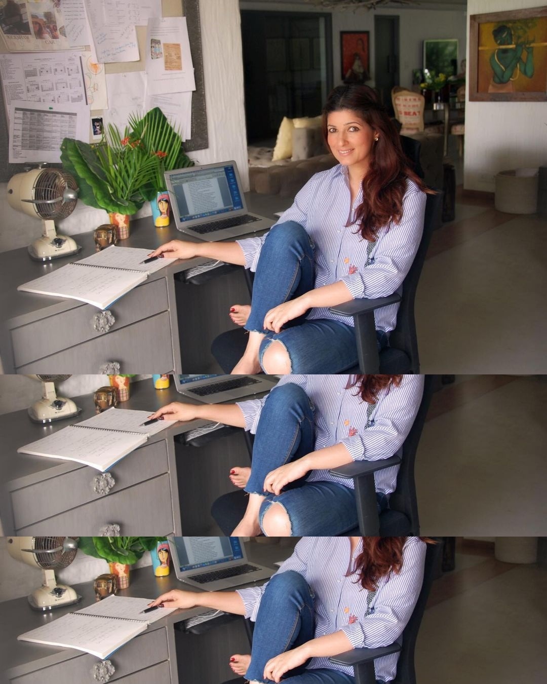 Twinkle Khanna in her study. Twinkle Khanna in her study. 