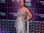 Gauahar Khan strikes a pose at the OTTplay Awards 2022 red carpet. The actor spoke about the significance of streaming platforms for performers. Pic: Varinder Chawla