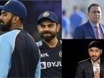 Virat Kohli with KL Rahul; Sunil Gavaskar; Harbhajan Singh Virat Kohli with KL Rahul; Sunil Gavaskar; Harbhajan Singh