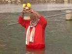 A file photo of PM Modi taking dip in the Ganga at Varanasi last year. A file photo of PM Modi taking dip in the Ganga at Varanasi last year. 