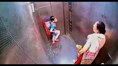A screenshot from the video of the incident that recently occurred at a residential society in Raj Nagar Extension, Ghaziabad. A screenshot from the video of the incident that recently occurred at a residential society in Raj Nagar Extension, Ghaziabad.