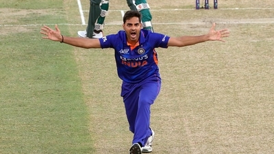 Bhuvneshwar Kumar appeals for dismissal of Mohammad Rizwan during the Asia Cup 2022 (ICC Twitter) Bhuvneshwar Kumar appeals for dismissal of Mohammad Rizwan during the Asia Cup 2022 (ICC Twitter)