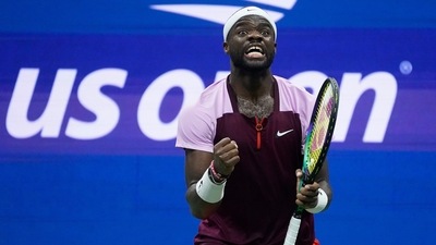 Frances Tiafoe, of the United States, reacts after winning the fourth set against Carlos Alcaraz, of Spain, during the semifinals of the U.S. Open tennis championships, Friday, Sept. 9, 2022, in New York. (AP) Frances Tiafoe, of the United States, reacts after winning the fourth set against Carlos Alcaraz, of Spain, during the semifinals of the U.S. Open tennis championships, Friday, Sept. 9, 2022, in New York. (AP)