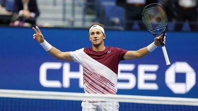 Casper Ruud of Norway reacts after defeating Karen Khachanov Casper Ruud of Norway reacts after defeating Karen Khachanov