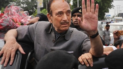 Former chief minister Ghulam Nabi Azad waves at supporters on his arrival at the Jammu airport in Jammu. (File) (PTI) Former chief minister Ghulam Nabi Azad waves at supporters on his arrival at the Jammu airport in Jammu. (File) (PTI)