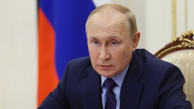 King Charles III: Russian President Vladimir Putin attends a meeting. (AP)