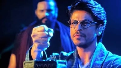 Shah Rukh Khan in a still from Brahmastra. Shah Rukh Khan in a still from Brahmastra.