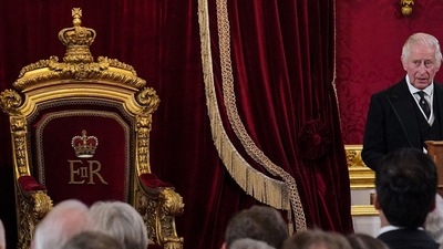 King Charles III's Accession: Britain's King Charles III speaks during a meeting of the Accession Council. (AFP) King Charles III's Accession: Britain's King Charles III speaks during a meeting of the Accession Council. (AFP)