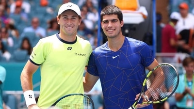Casper Ruud and Carlos Alcaraz (Miami Open) Casper Ruud and Carlos Alcaraz (Miami Open)