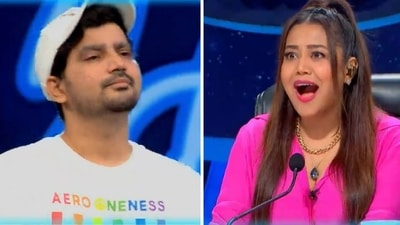 Neha Kakkar met her friend on the sets of Indian Idol.&nbsp;