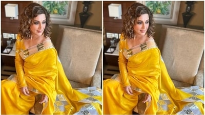 On Saturday, Sonali Bendre took to Instagram to drop pictures from a new photoshoot. The star proclaimed her love for the six yards in the latest post with the caption, "This nari deeply loves her saree [This woman deeply loves her saree]." She looked beauteous in the elegant mustard yellow-coloured ensemble. (Instagram)