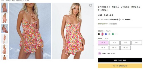 The price of the dress Ananya Panday wore in Capri.&nbsp; (princesspolly.com)