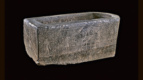 The Enchanted Basin, a black granite tub covered in hieroglyphs, will be on display at the British Museum.