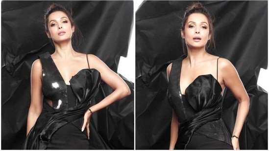 Malaika Arora casts a spell with her jaw-dropping beauty in structured black gown by Amit Aggarwal for new pics&nbsp;(Instagram)