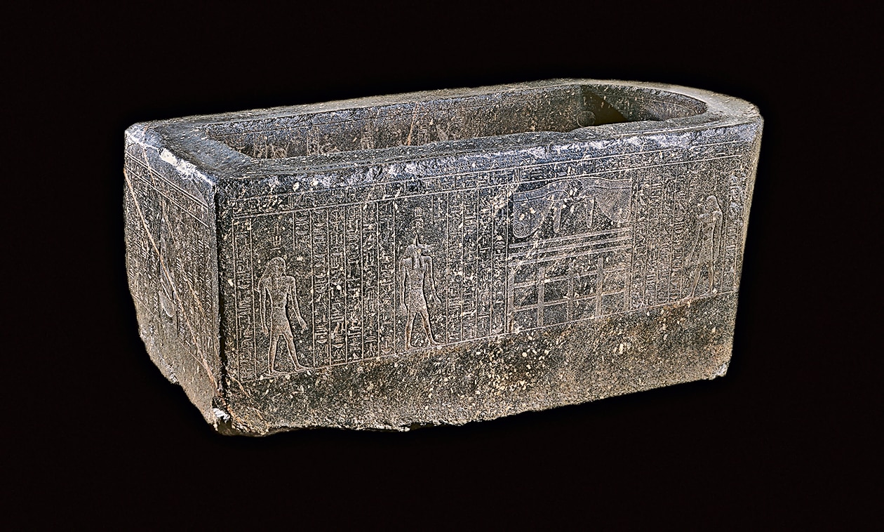 The Enchanted Basin, a black granite tub covered in hieroglyphs, will be on display at the British Museum. The Enchanted Basin, a black granite tub covered in hieroglyphs, will be on display at the British Museum.